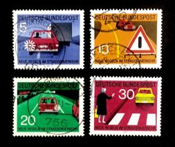 Набор марок Новые правила дорожного движения, Германия, 1971 год (полный комплект)